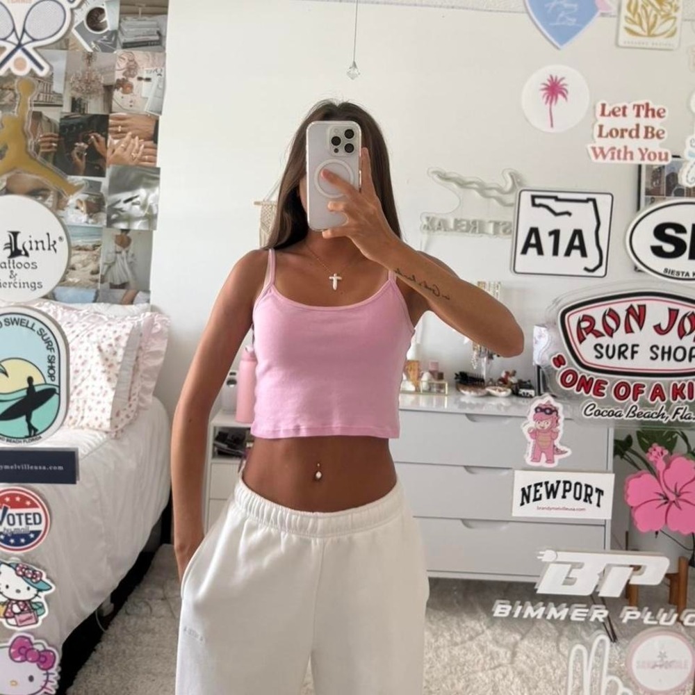 Bubblegum pink Brandy Melville cropped tank top